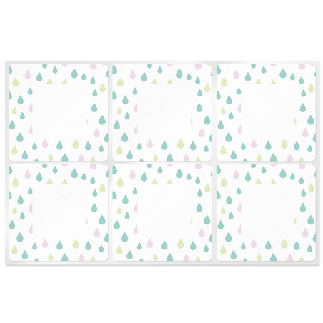 Square stickers with colored droplets