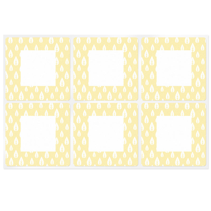 Orange square stickers with leaves