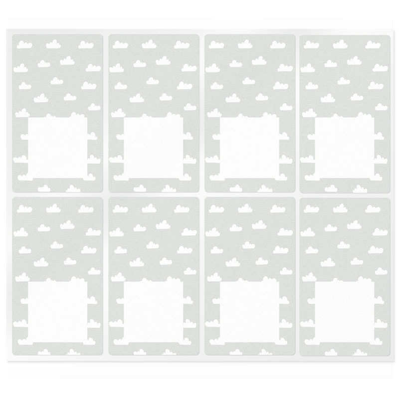 Rectangular stickers with clouds