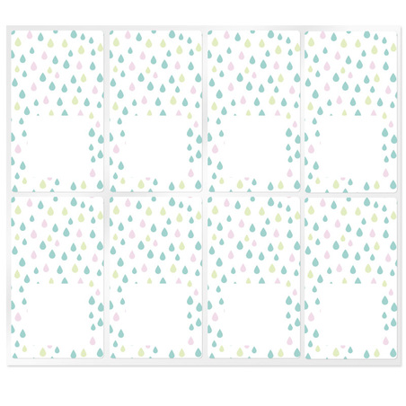 Rectangular stickers colored droplets