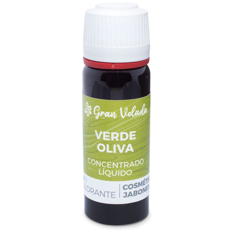 Colorante verde oliva liquido concentrado para cosmetica y jabon