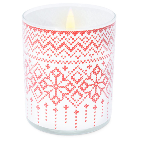 Red Christmas print sticker candles in glass