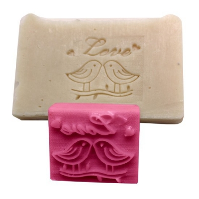 Stamp for soap birds in love