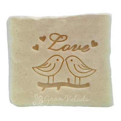 Stamp birds in love for soaps