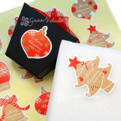 Pegatinas Packaging Happy X-mas