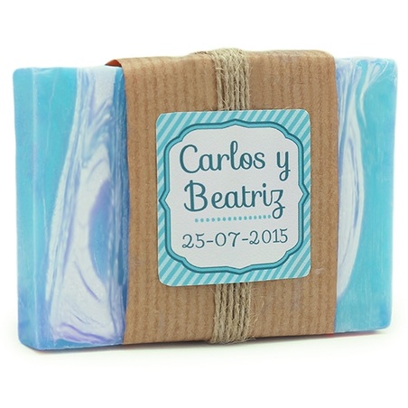 Pegatinas personalizadas azules para packaging