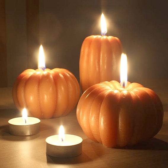 Manualidades Halloween, Molde para velas Calabaza de Otoño.